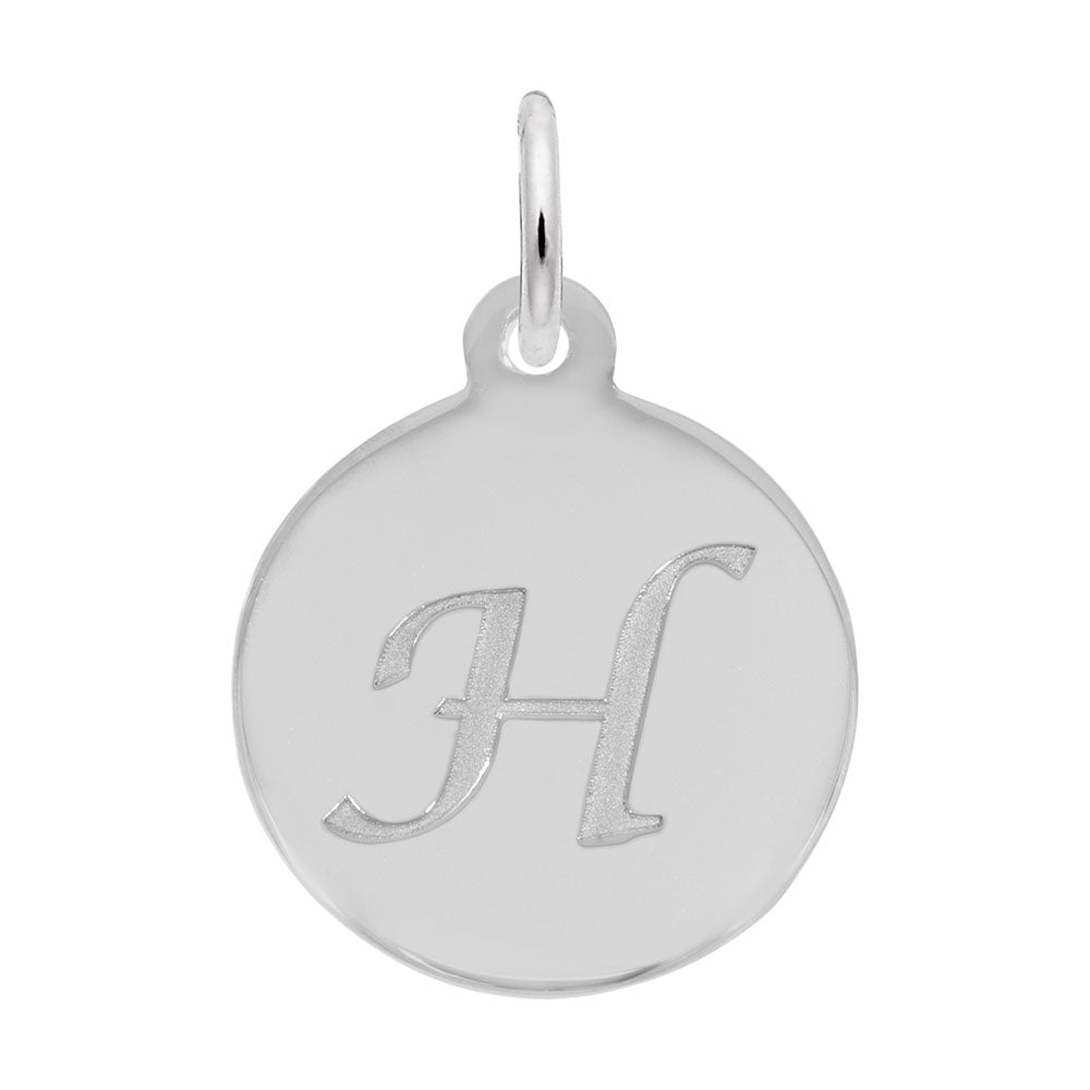 Personalized Script Initial Disc Charm - Custom Letter H Jewelry 1896-008