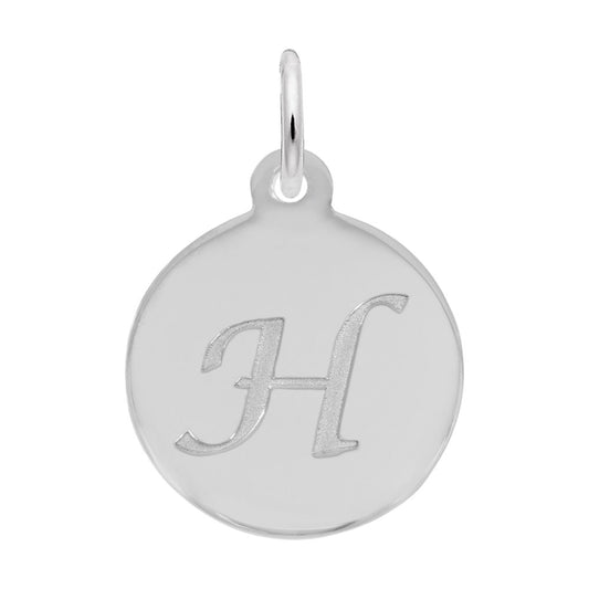 Personalized Script Initial Disc Charm - Custom Letter H Jewelry 1896-008