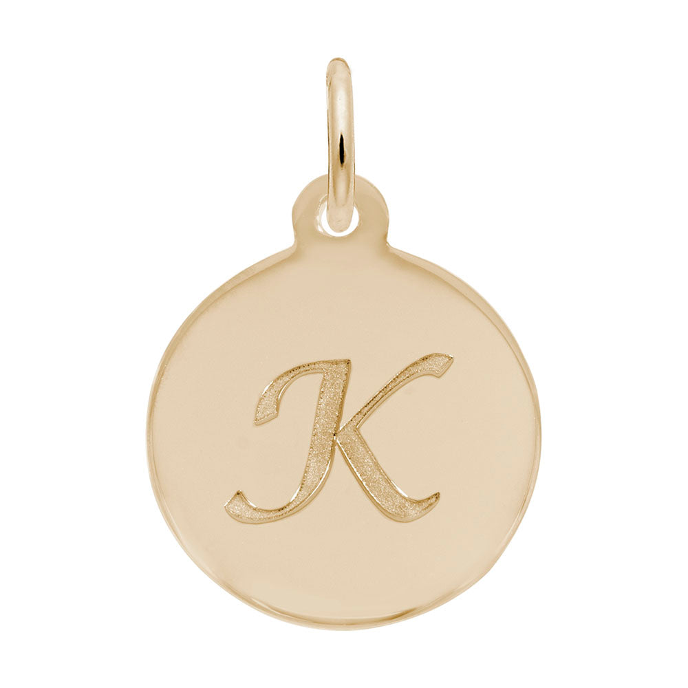 Personalized Script Initial Disc Charm - Letter K for Jewelry 1896-011