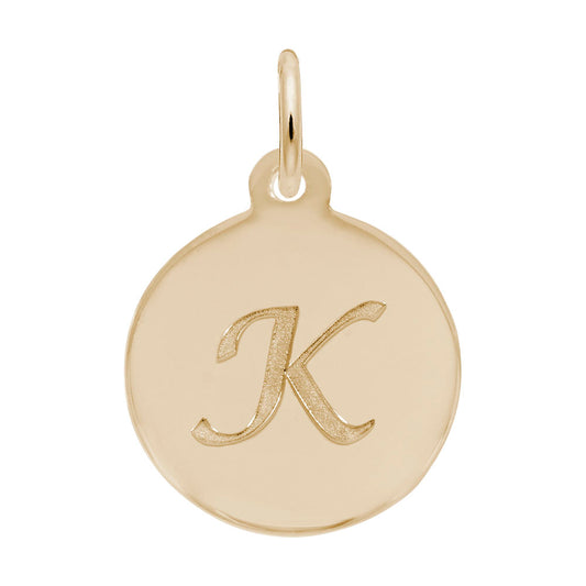 Personalized Script Initial Disc Charm - Letter K for Jewelry 1896-011