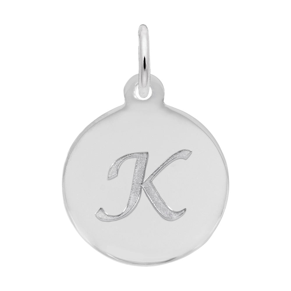 Personalized Script Initial Disc Charm - Letter K for Jewelry 1896-011
