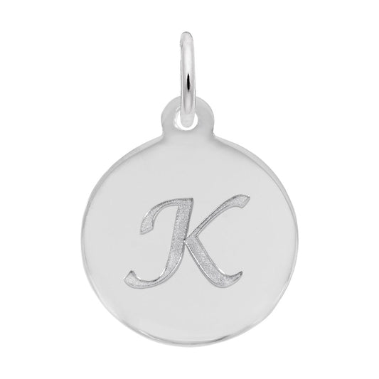 Personalized Script Initial Disc Charm - Letter K for Jewelry 1896-011