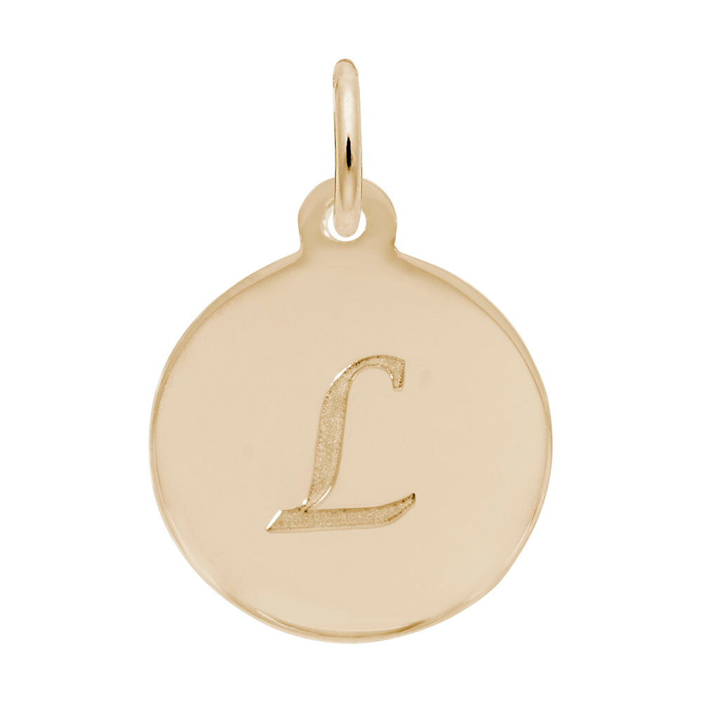 Personalized Script Initial Disc Charm - Custom Letter L 1896-012