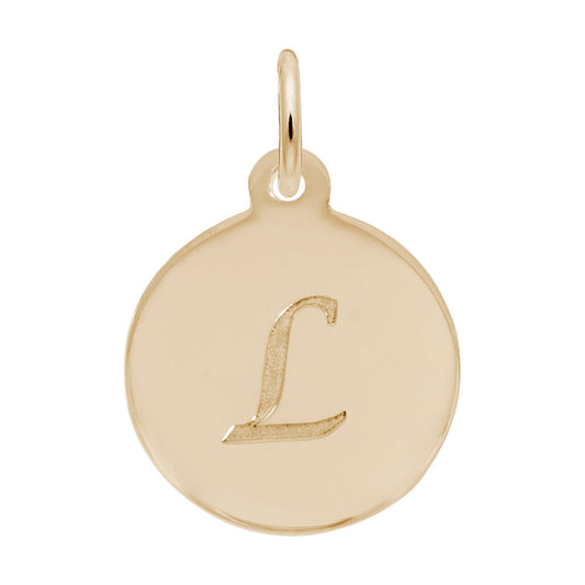 Personalized Script Initial Disc Charm - Custom Letter L 1896-012