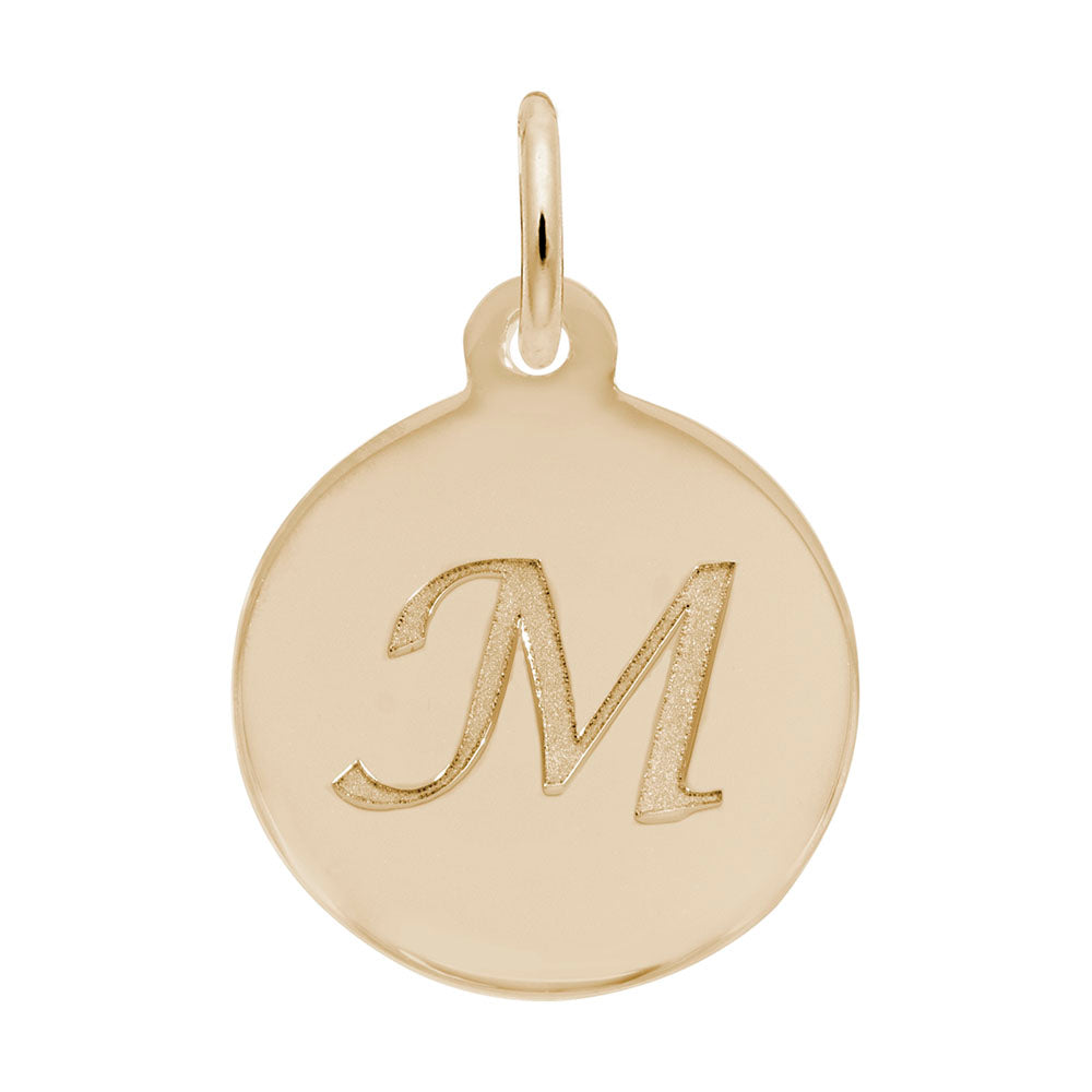 Personalized Script Initial Disc Charm - Custom Letter M Jewelry 1896-013