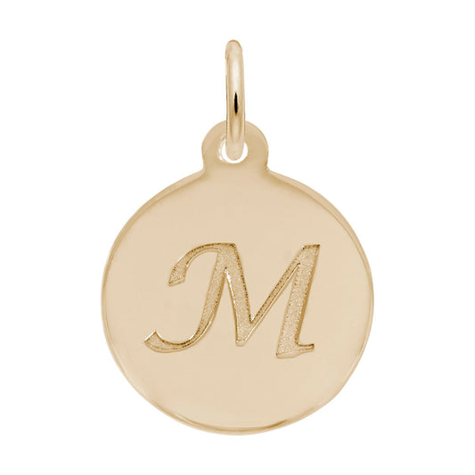 Personalized Script Initial Disc Charm - Custom Letter M Jewelry 1896-013