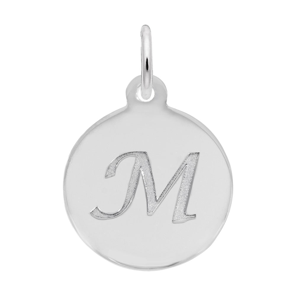 Personalized Script Initial Disc Charm - Custom Letter M Jewelry 1896-013