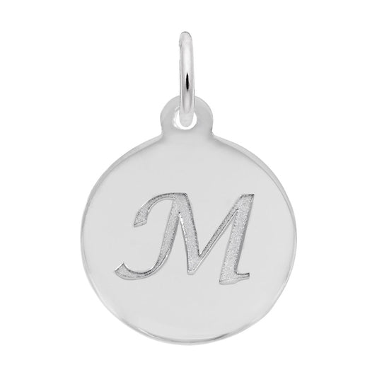 Personalized Script Initial Disc Charm - Custom Letter M Jewelry 1896-013