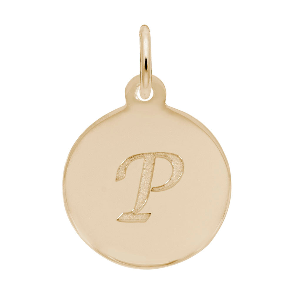 Personalized Script Initial Disc Charm - Custom Letter Pendant 1896-016