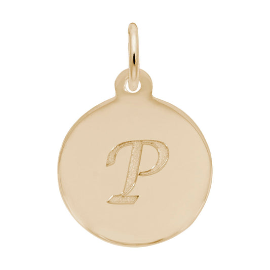 Personalized Script Initial Disc Charm - Custom Letter Pendant 1896-016