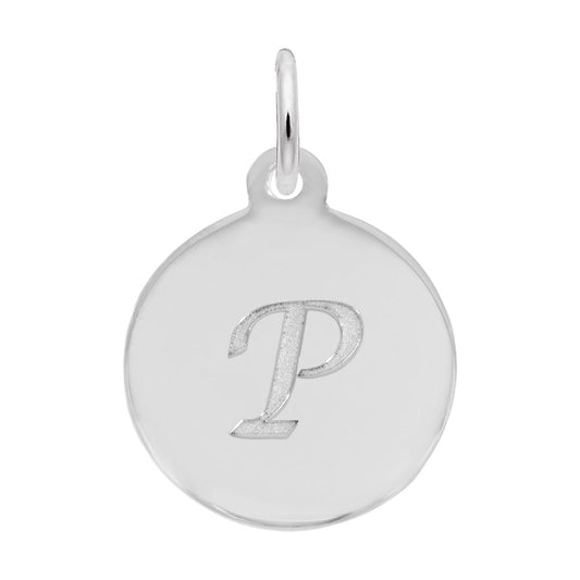 Personalized Script Initial Disc Charm - Custom Letter Pendant 1896-016