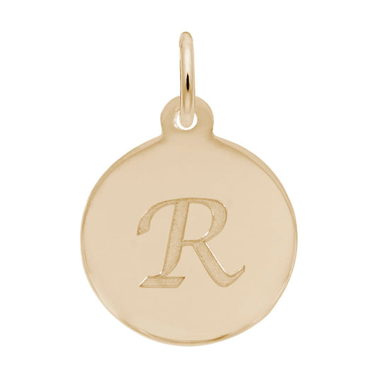 Personalized Script Initial Disc Charm - Custom Letter R Jewelry 1896-018