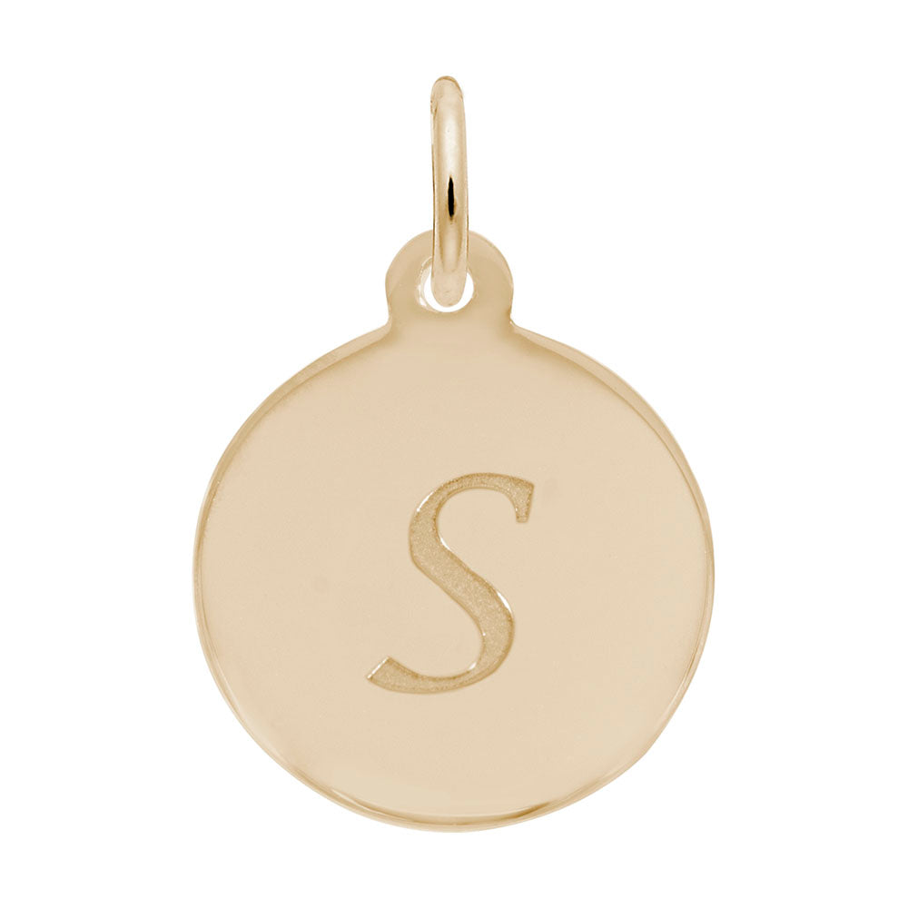 Personalized Script Initial Disc Charm - Custom Letter Jewelry 1896-019