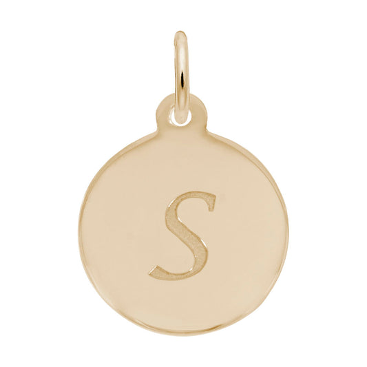 Personalized Script Initial Disc Charm - Custom Letter Jewelry 1896-019