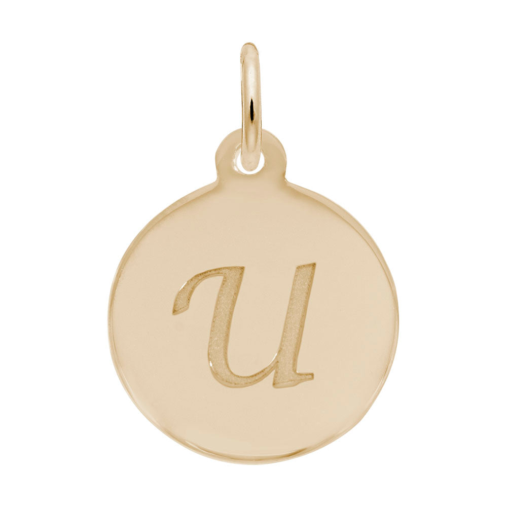 Personalized Script Initial Disc Charm - Letter U for Jewelry 1896-021