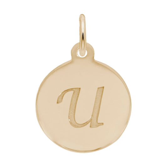 Personalized Script Initial Disc Charm - Letter U for Jewelry 1896-021