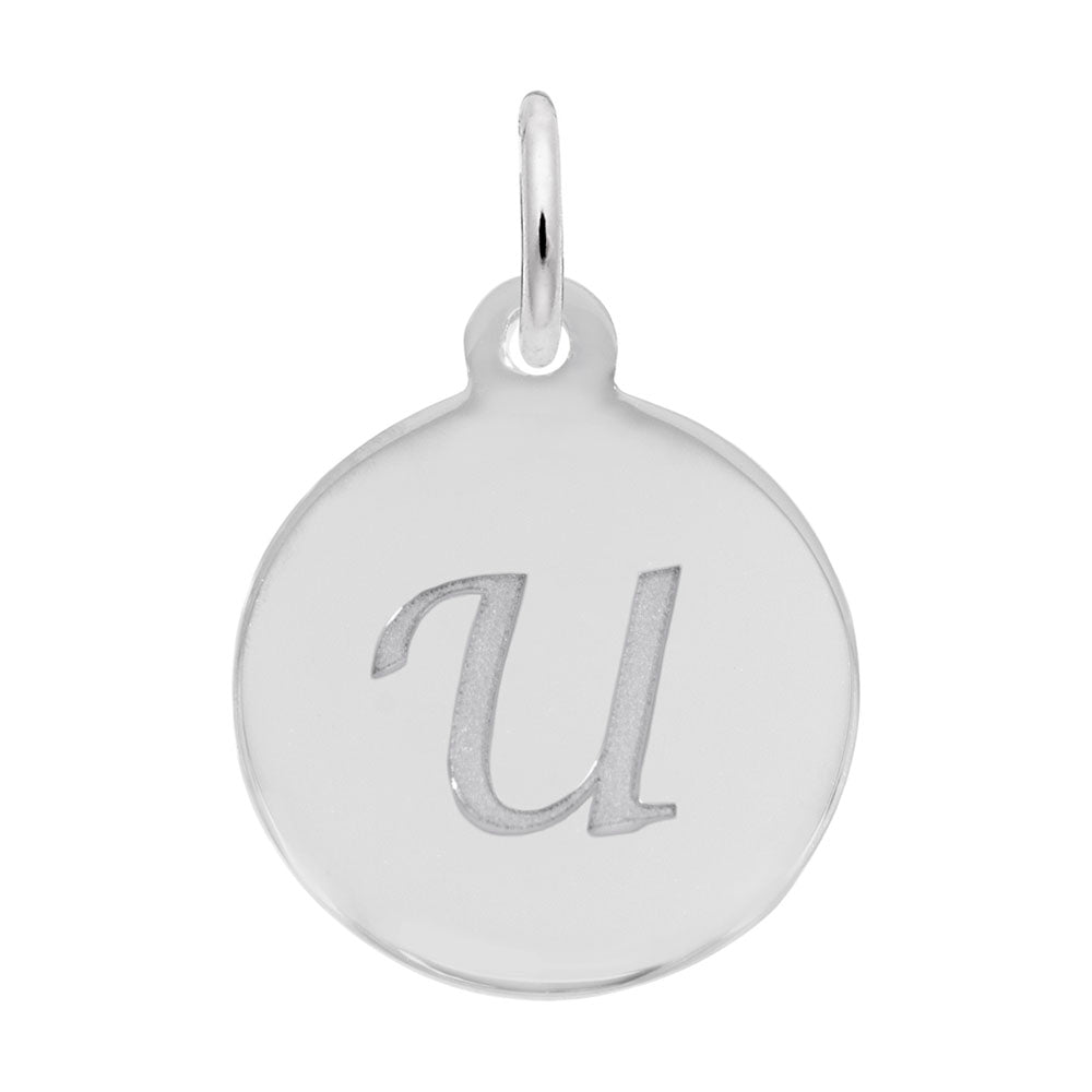 Personalized Script Initial Disc Charm - Letter U for Jewelry 1896-021