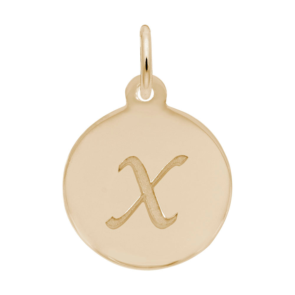 Personalized Script Initial Disc Charm - Letter X for Jewelry 1896-024
