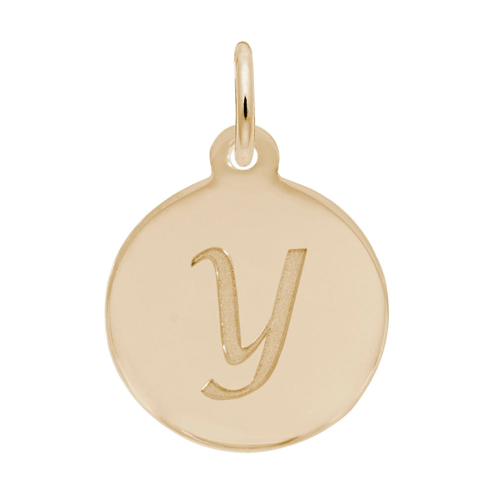 Personalized Script Initial Disc Charm - Letter Y for Jewelry 1896-025