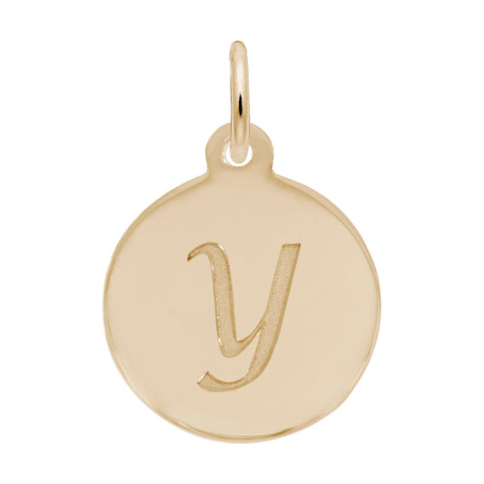 Personalized Script Initial Disc Charm - Letter Y for Jewelry 1896-025