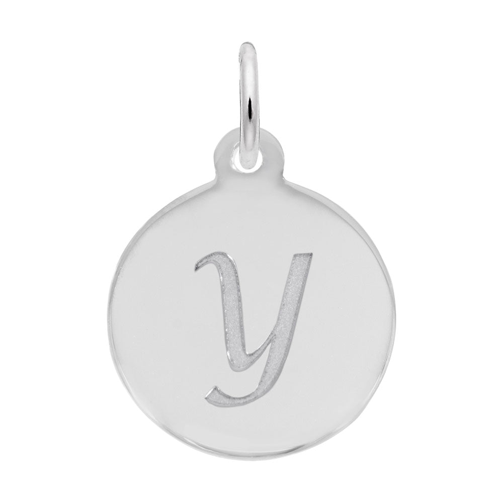 Personalized Script Initial Disc Charm - Letter Y for Jewelry 1896-025
