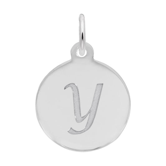 Personalized Script Initial Disc Charm - Letter Y for Jewelry 1896-025