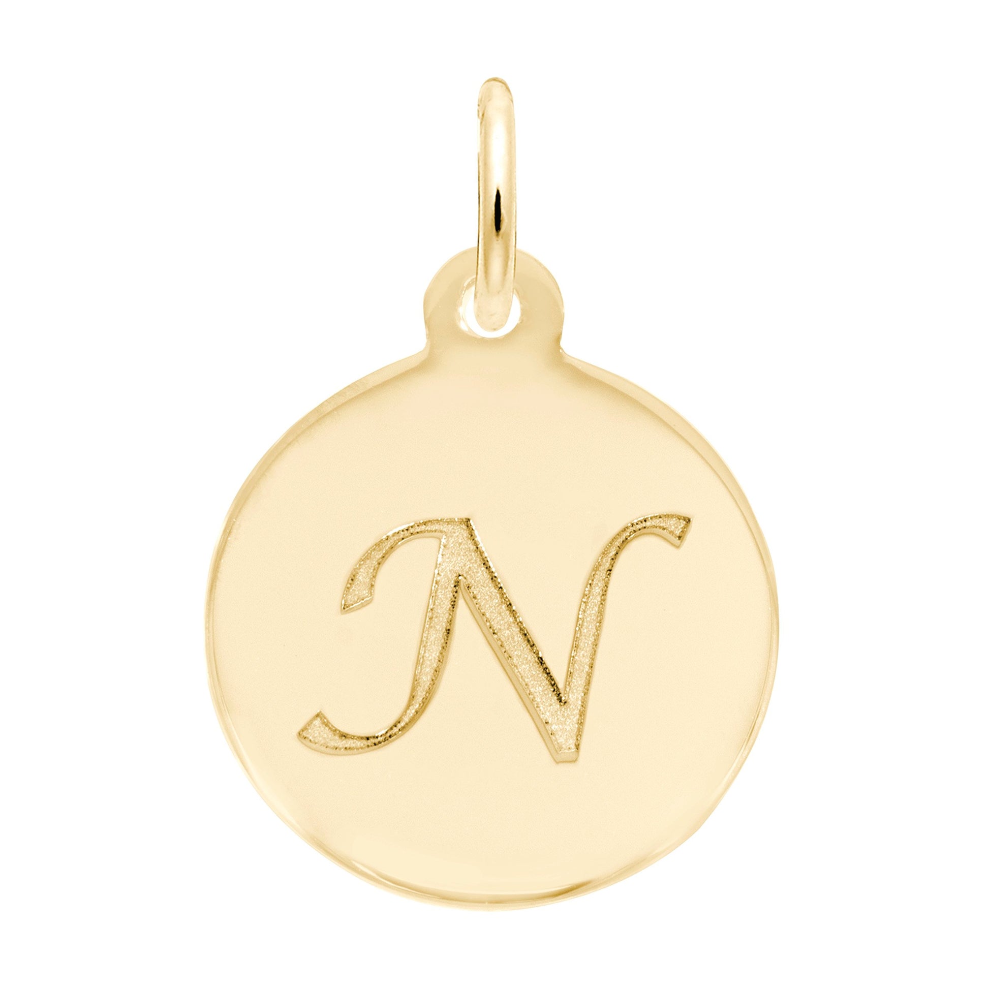 Personalized Script Initial Disc Charm - Custom Letter N Jewelry 1896-014