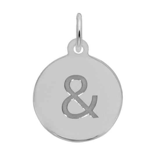 Personalized Initial Disc Charm with Ampersand - Custom Jewelry 1898