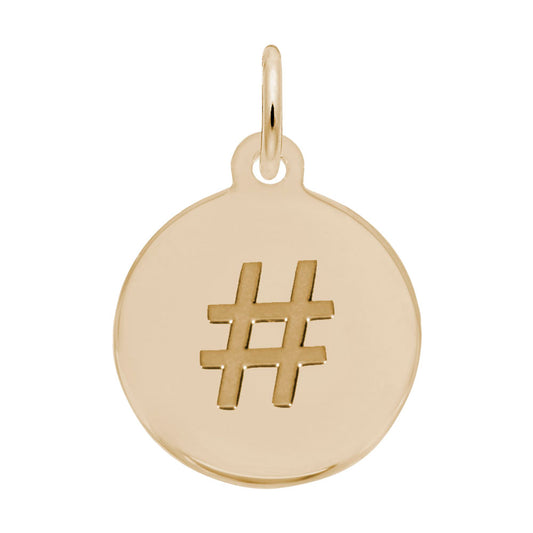 Personalized Initial Disc Charm with Hashtag - Customizable Jewelry 1899