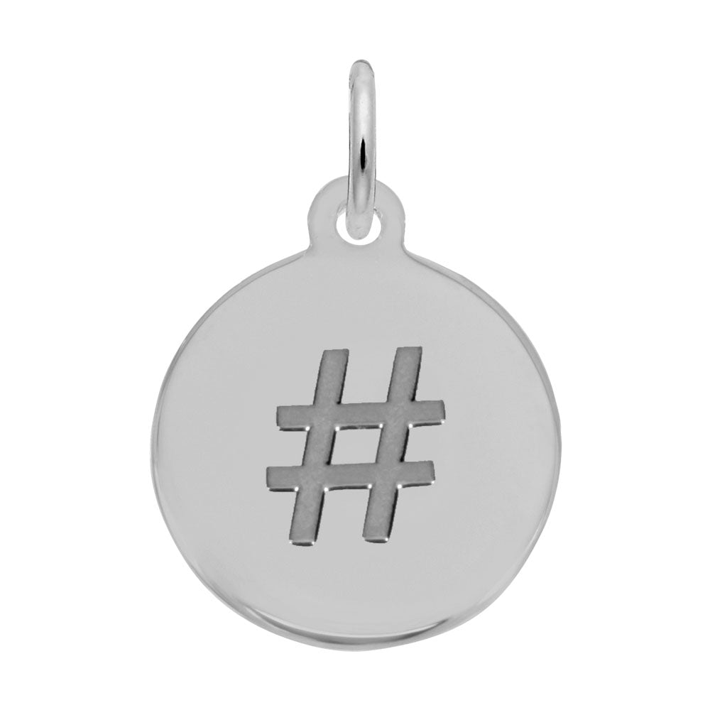 Personalized Initial Disc Charm with Hashtag - Customizable Jewelry 1899