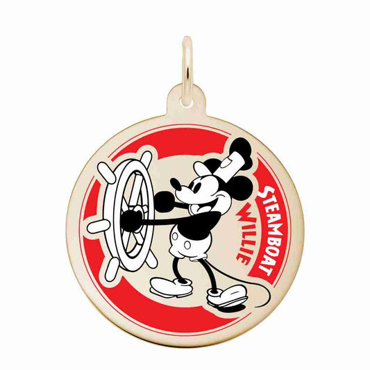 Steamboat Willie Disc Charm - Classic Disney Silhouette Jewelry 1955