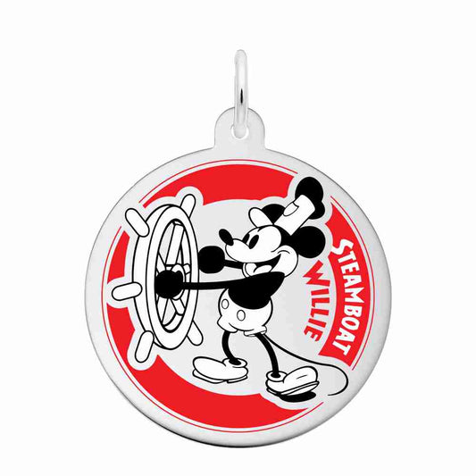 Steamboat Willie Disc Charm - Classic Disney Silhouette Jewelry 1955