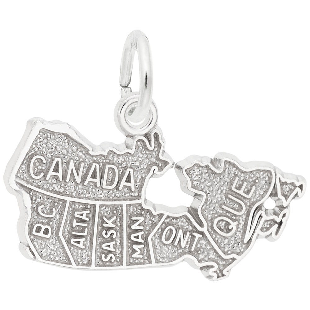 Canada Map Charm - Sterling Silver Patriotism Jewelry Accessory 1961