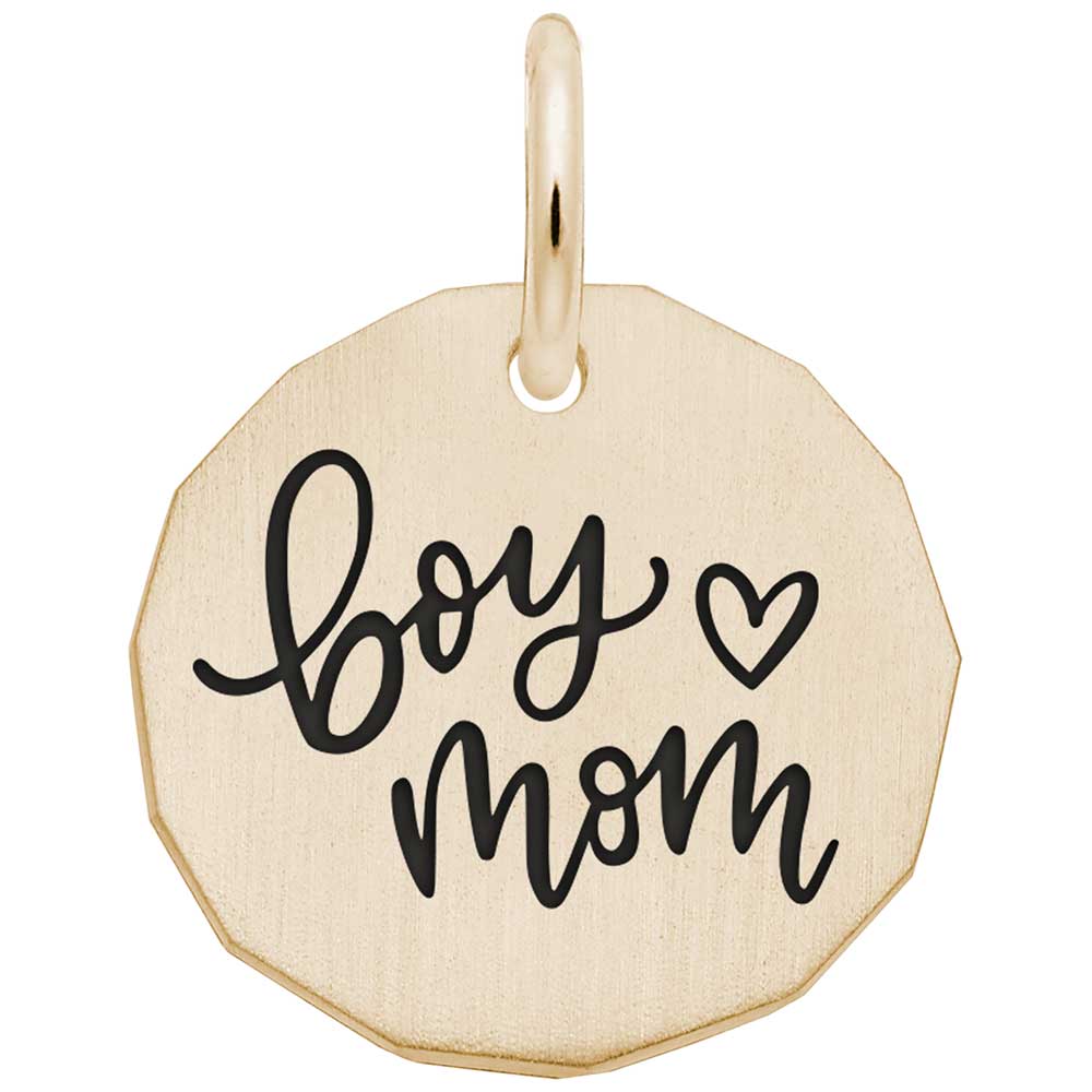 Personalized New Boy Mom Charm - Custom Engravable Disc Jewelry 1968