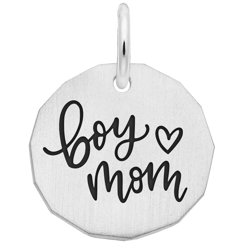 Personalized New Boy Mom Charm - Custom Engravable Disc Jewelry 1968