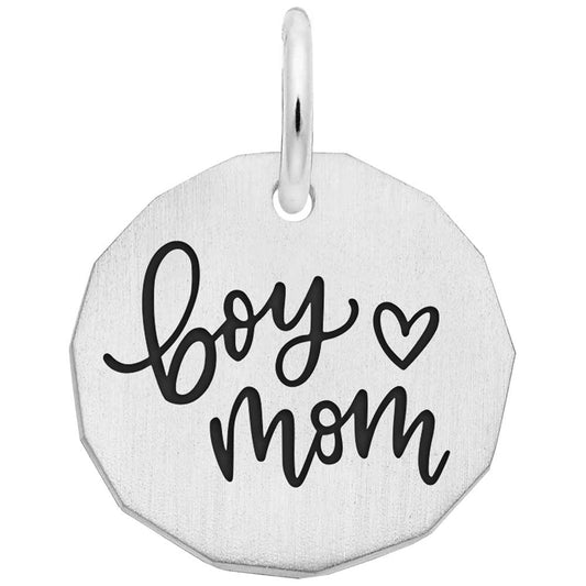 Personalized New Boy Mom Charm - Custom Engravable Disc Jewelry 1968