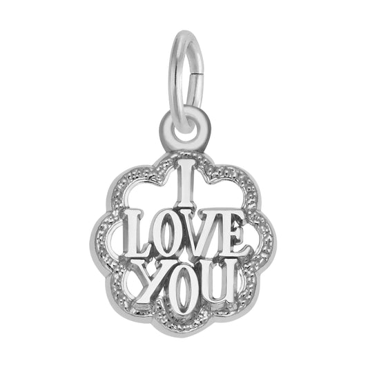 I Love You with Scalloped Border Charm