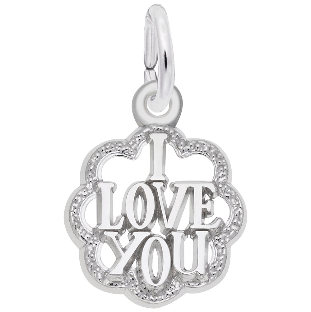 I Love You Scalloped Border Charm for Wedding Keepsakes 1976
