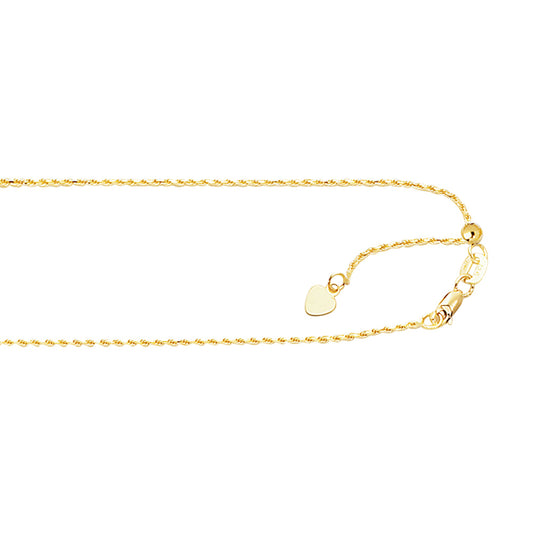 Royal Chain 10K Gold 0.95mm Adjustable Rope Chain 1AROY