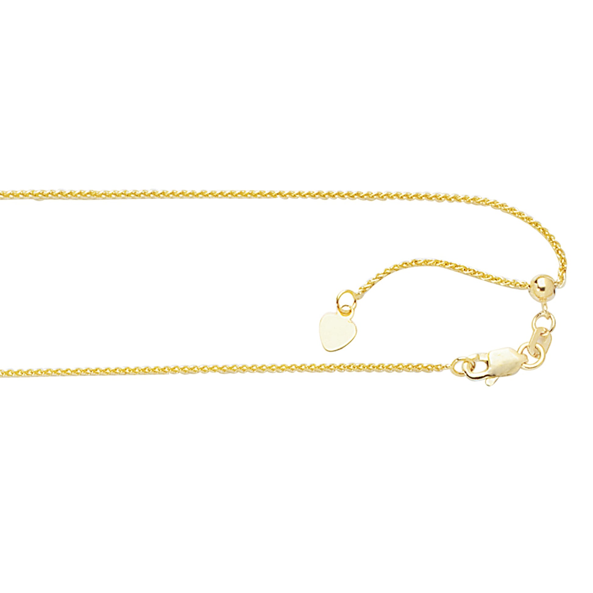 Royal Chain 10K Gold 1.0mm Adjustable Wheat Chain 1ARW