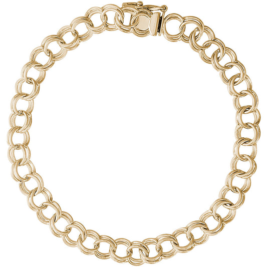 Double Link Curb Classic Bracelet - 14K White Gold, 8" Gold