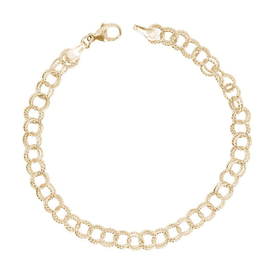 Twisted Double Link Curb Classic Bracelet - 14K White Gold, 8" Gold