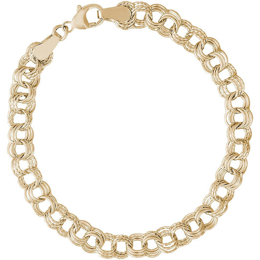 Twisted Triple Link Curb Classic Bracelet - 14K White Gold, 8" Gold