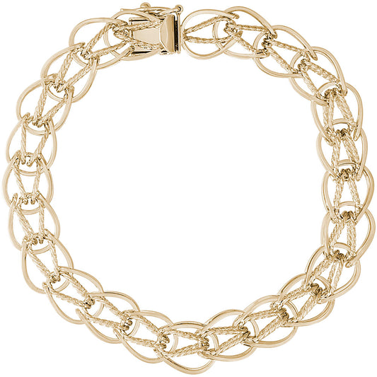 Oval Fancy Link Classic Bracelet - 14K White Gold, 8" Gold