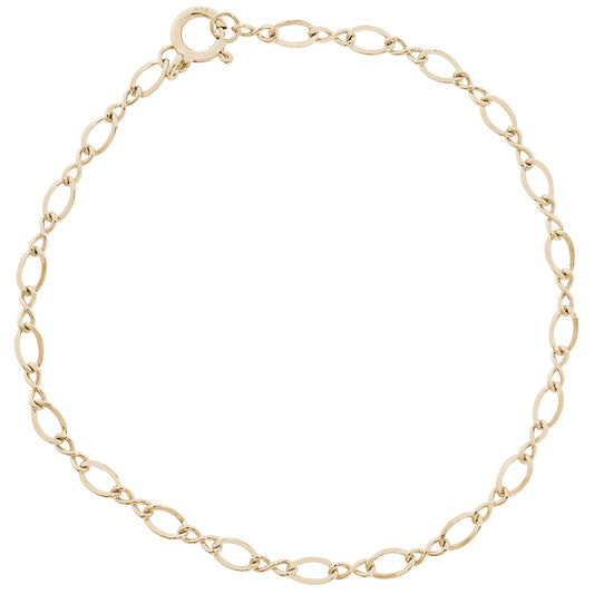 Medium Figure Eight Link Classic Bracelet - 10K Yellow Gold, 8" Gold