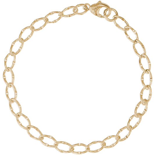 Dapped Single Link Curb Classic Bracelet - Gold Plate, 8" Plate