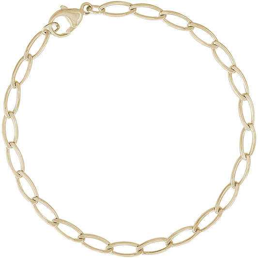 Elongated Oval Link Classic Bracelet - 14K Yellow Gold, 8" Gold
