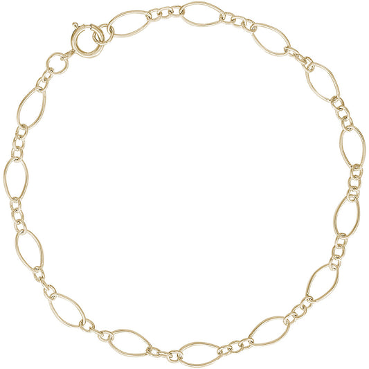 Open Figaro Link Classic Bracelet - Gold Plate, 8" Plate
