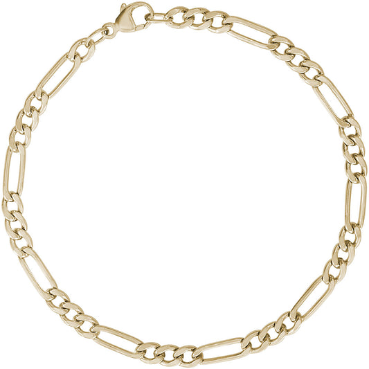 Figaro Link Classic Bracelet - Gold Plate, 8" Plate