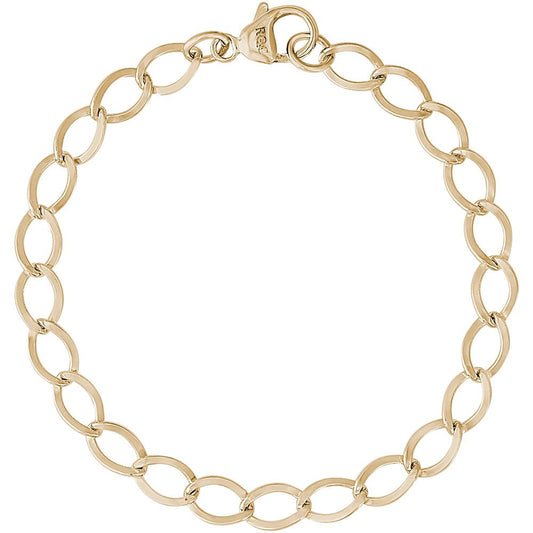 Dapped Curb Link Classic Bracelet - 10K Yellow Gold, 8" Gold